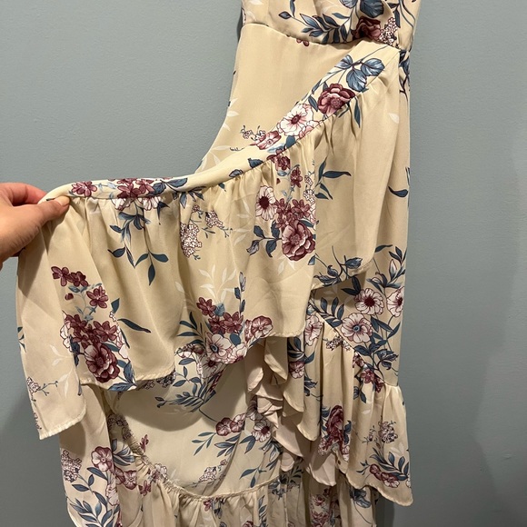 Lulus Lily Beige Floral Print High-Low Maxi Dress - Picture 3 of 5